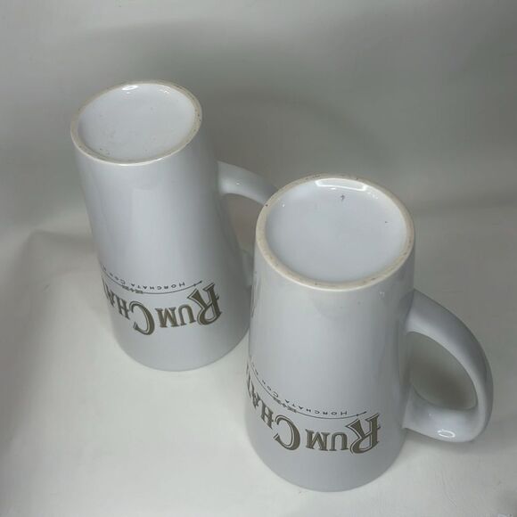 Rum Chata 6 In Tall Mugs Set Of 2 Horchata Con Ron 16 Oz Each White Gold Letters - Picture 4 of 4